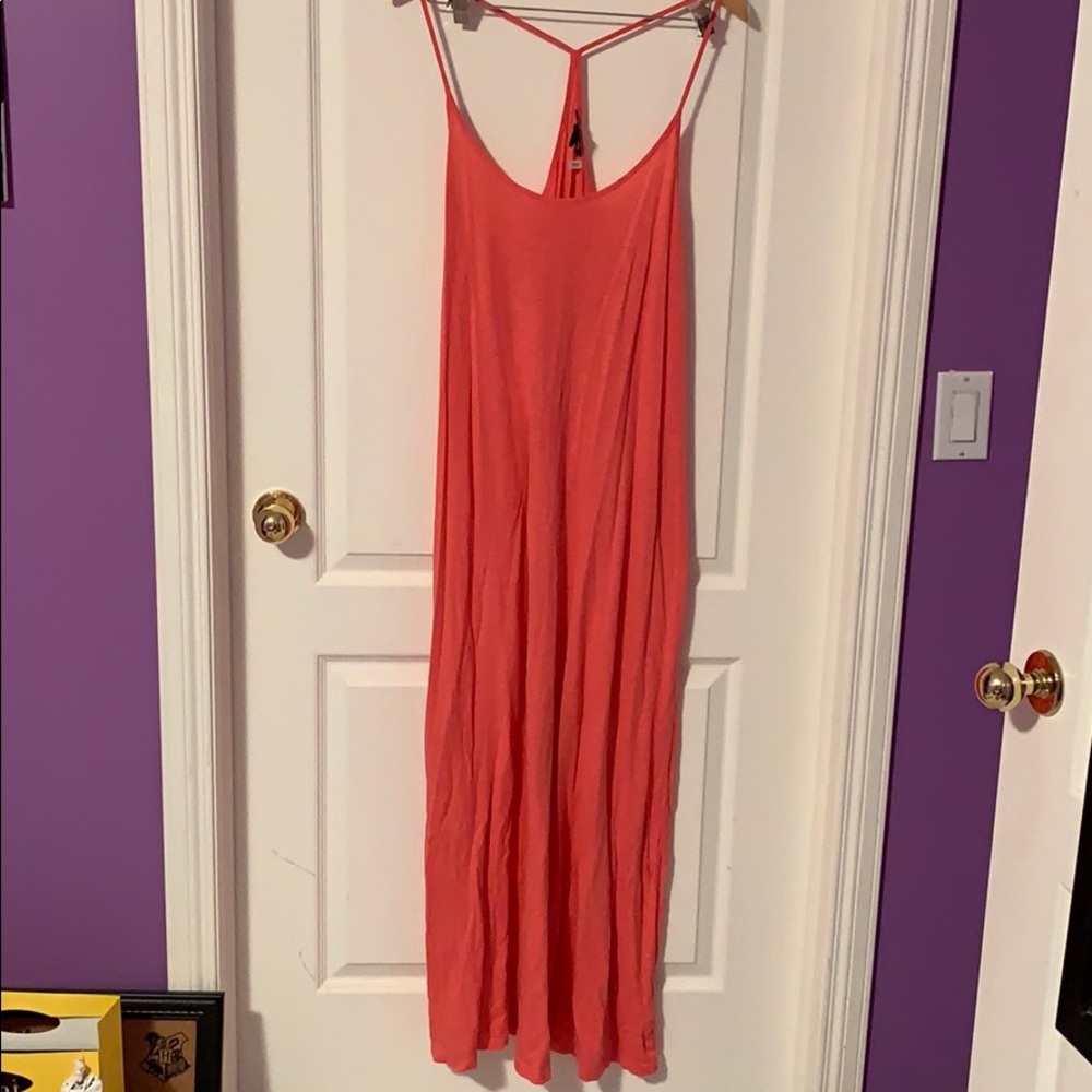 Coral pink long dress!